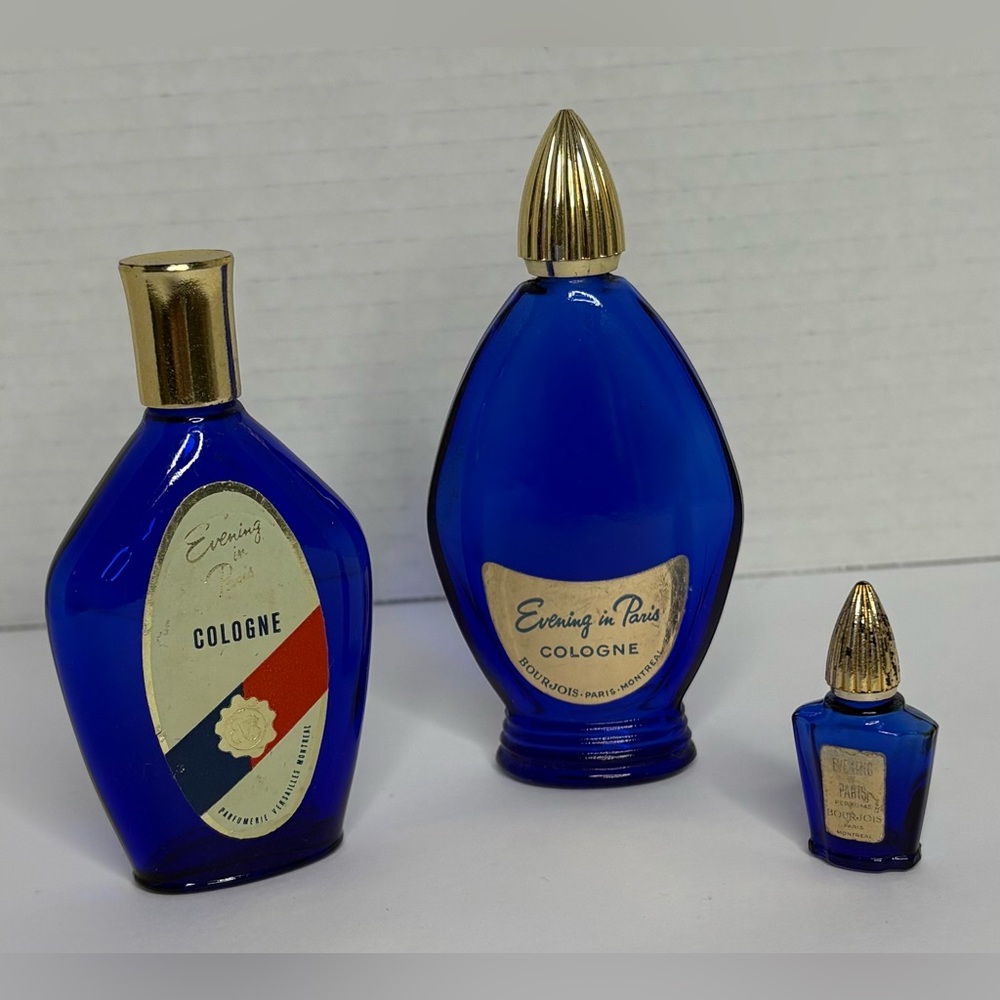 Bourgois Evening in Paris Cobalt Blue Cologne Bottles - Empty Vintage